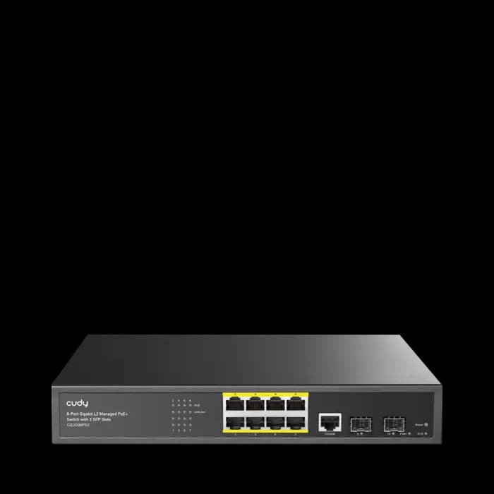 Cudy Gs2008Ps2 8 Port 10/100/1000 Yönetilebilir (L2) 2 Sfp (1Gb) Rack Mount (8 Port Poe+) 120W Switch