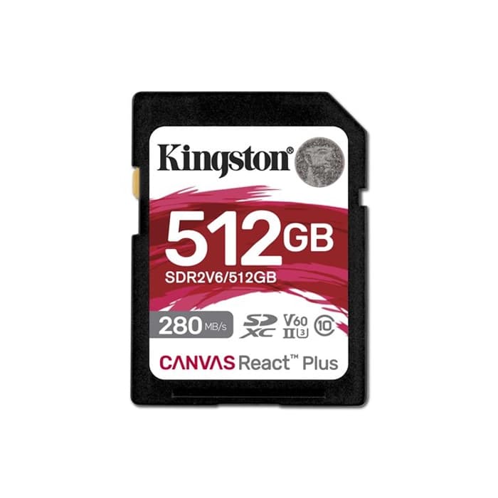 Kingston 512G Sdxc Canvas React Plus (280-150)Mb/S Sdr2V6/512Gb