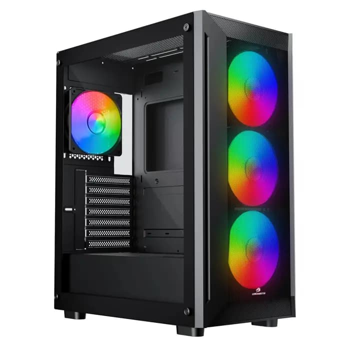 GameBooster RAIDER E651B 650W 80+ USB 3.0 Mesh 4*Rainbow Fanlı Mid-T E-ATX Gaming Siyah Kasa K08 BLACK