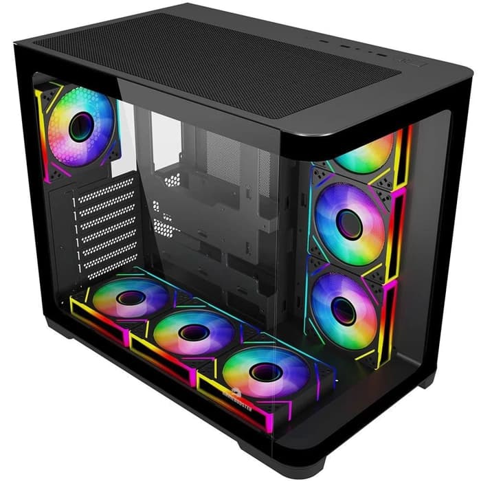 GameBooster GB-G2851BB Sea View USB 3.0, ATX 7 x ARGB Fanlı, Siyah Kasa (PSU Yok) 2851A Black
