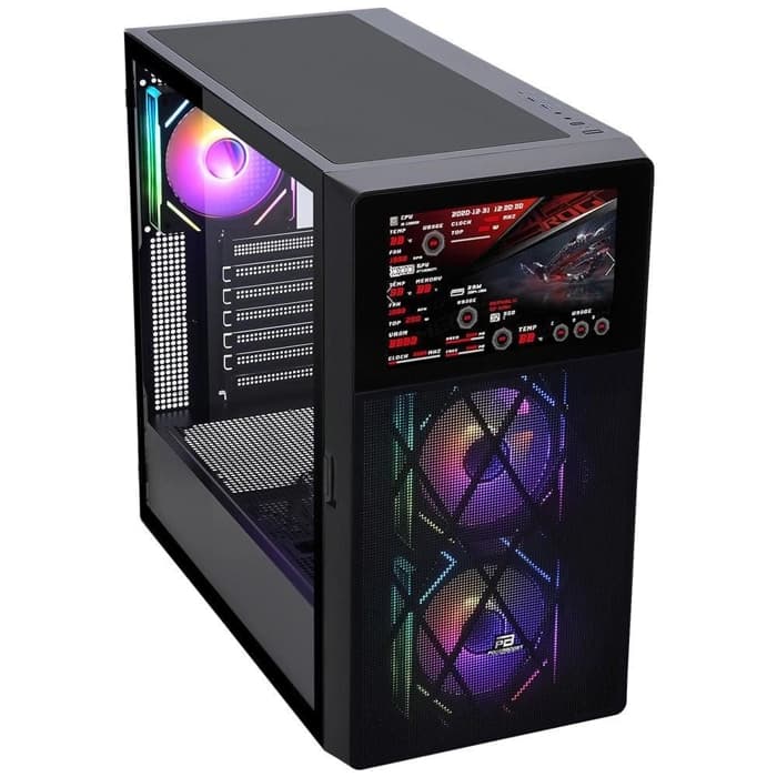 PowerBoost PB-P4367BB USB 3.0, ATX LCD Mesh Panel, ARGB Fan, Siyah Kasa (PSU Yok) 4367 Black
