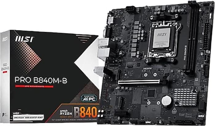 MSI PRO B840M-B AM5 DDR5 8000MHZ(OC) HDMI ,VGA,2X M.2 USB 5 GBS 2.5G LAN MATX
