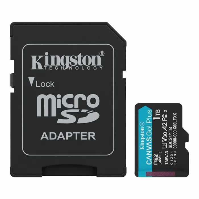 Kingston SDCG4/1TB 1TB MicroSDXC Canvas Go Plus Gen4 200MB-s A2 U3 V30 Card + ADP Hafıza Kartı