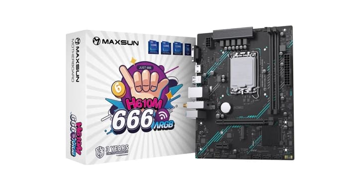 Maxsun H610M 666 WIFI ARGB LGA1700 DDR4 3200 Mhz M.2 HDMI mAtx Intel Anakart MS-H610-666-WIFI6-ARGB