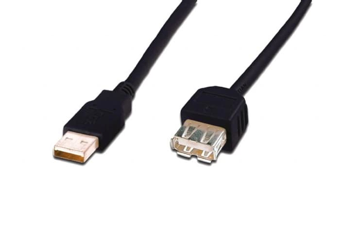 AK-300202-030-S USB 2.0 Uzatma Kablosu, USB A Erkek - USB A Dişi, 3 metre, AWG 28, USB 2.0 uyumlu, UL, siyah renk