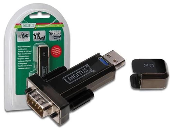 DA-70156 Digitus USB 2.0 <-> RS232 (Seri) Çevirici, USB A erkek - DB9 erkek, USB uzatma kablosu dahil