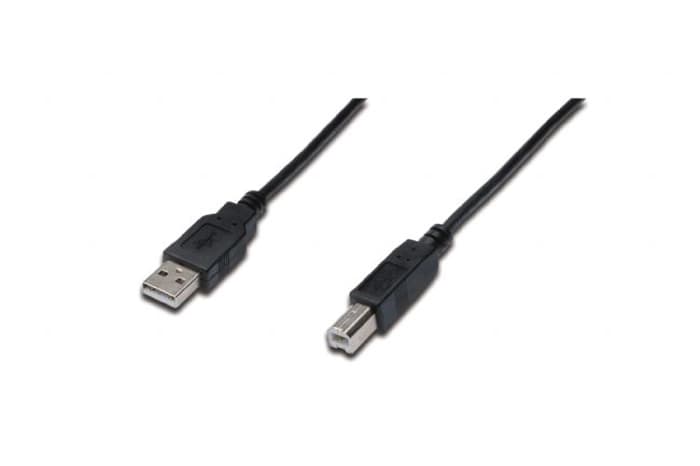AK-300102-030-S USB 2.0 Bağlantı Kablosu, USB A Erkek - USB B Erkek, 3 metre, AWG 28, UL, siyah renk