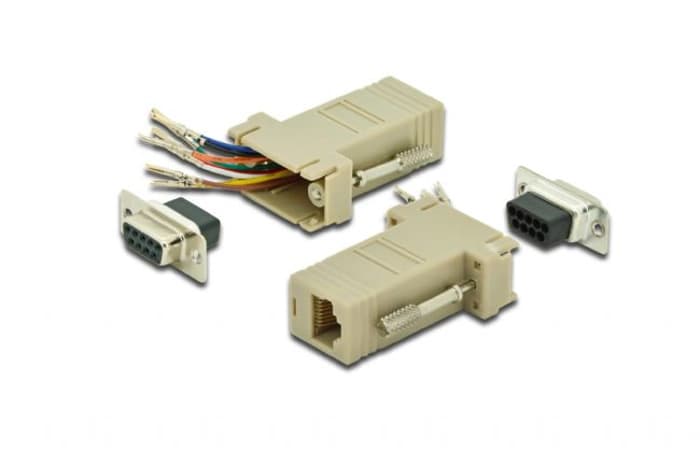 AK-610516-000-I Modüler Adaptör (Coupler), DB9 Dişi <-> RJ45 Dişi, Vidalı, PVC, Bej Renk