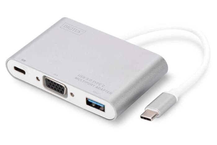DA-70839 Digitus USB Tip C - VGA Grafik Adaptörü, 1 x USB Tip C port (Power Delivery özelliğine sahip), 1 x USB 3.0 port, 1 x USB Tip C (bilgisayar bağlantısı), 1 x VGA port
