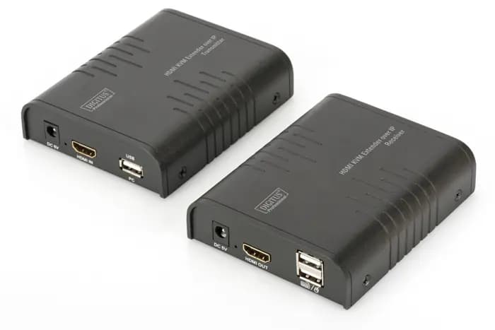 DS-55202 Digitus IP Hdmi KVM (Keyboard/Video Monitor/Mouse) Sinyal Uzatma Cihazı, Alıcı (Receiver) ve Verici (Transmitter) Birim dahil, 120 metre, USB Konsol, maksimum çözünürlük 1080p