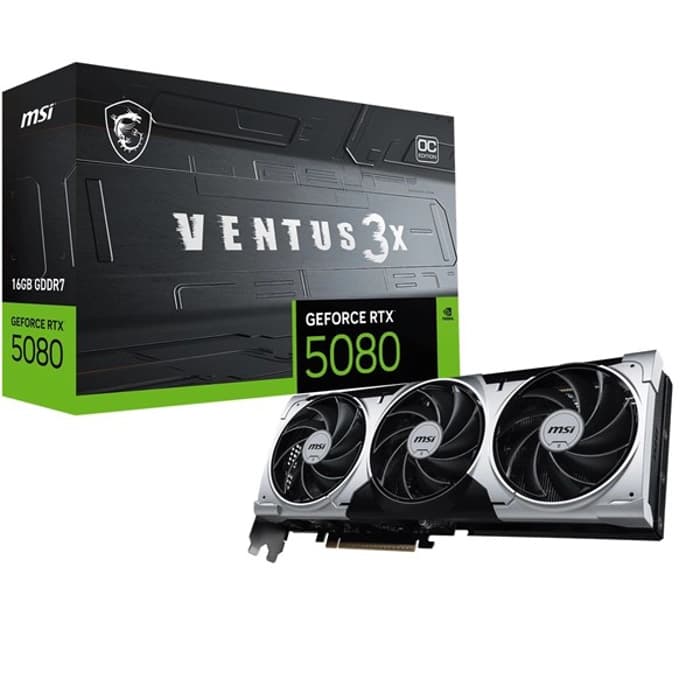 MSI VGA GEFORCE RTX 5080 16G VENTUS 3X OC PLUS RTX5080 16GB GDRR7 256 B DX12 PCIE 5.0 X16 (3XDP 1XHDMI)