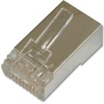 AK-219603 CAT 6 Modüler Konnektör, zırhlı, yuvarlak kablo için, kılavuz (guide plate) dahil