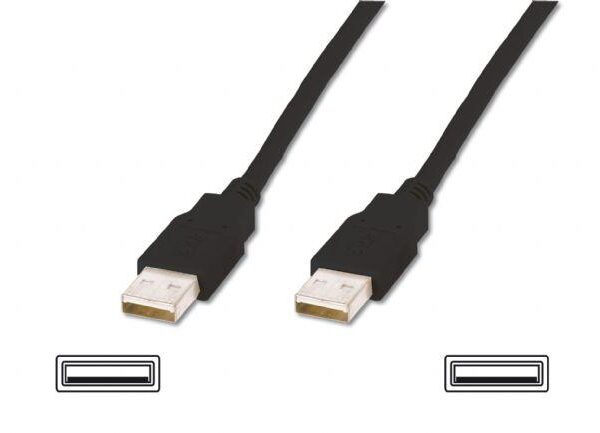 AK-300100-018-S USB 2.0 Bağlantı Kablosu, USB A Erkek - USB A Erkek, 1.8 metre, AWG 30, USB 2.0 uyumlu, UL, siyah renk