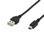 AK-300130-018-S USB 2.0 Bağlantı Kablosu, USB A Erkek - USB mini B (5 pin) Erkek, 1.8 metre, USB 2.0 uyumlu, UL, siyah renk