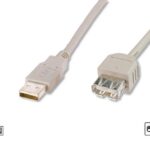 AK-300202-018-E USB 2.0 Uzatma Kablosu, USB A, Erkek - USB A Dişi, AWG 28, 1.8 metre, USB 2.0 uyumlu, UL, bej renk