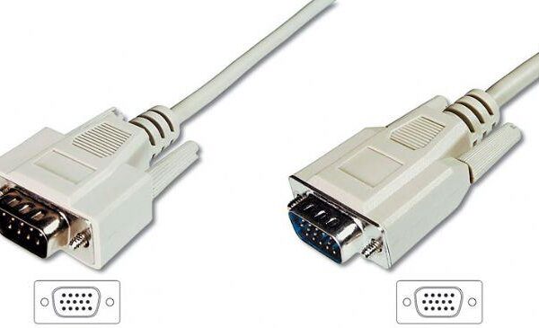 AK-310100-018-E VGA Monitör Kablosu, HD15 Erkek - HD15 Erkek, 1.80 metre, AWG 28, 3CF/4C, bej renk
