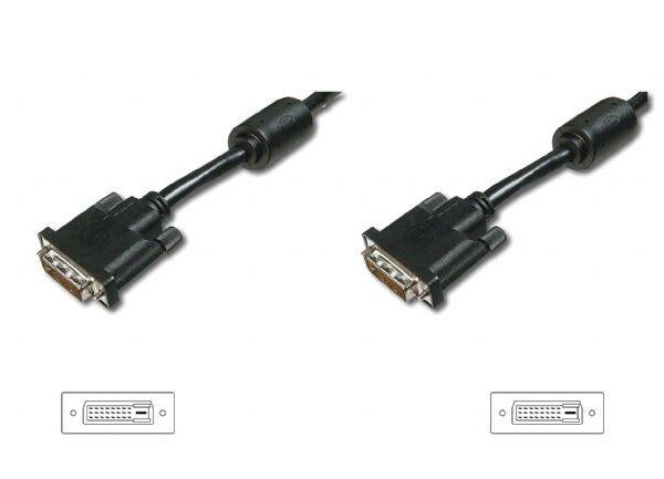 AK-320101-030-S Dvi Bağlantı Kablosu, Dvi-D (24+1) Erkek <==> Dvi-D (24+1) Erkek, 2x ferrit, 3 metre, UL, siyah renk