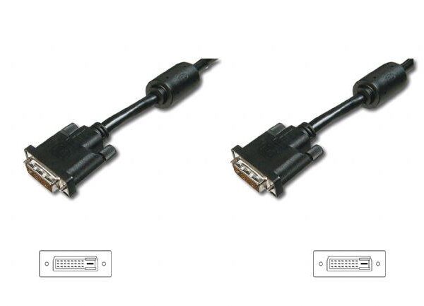 AK-320101-050-S Dvi Bağlantı Kablosu, Dvi-D (24+1) Erkek <==> Dvi-D (24+1) Erkek, 2x ferrit, 5 metre, UL, siyah renk