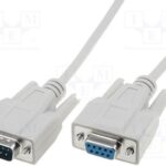 AK-610203-100-E Seri Uzatma Kablosu, D-Sub 9 Erkek / D-Sub 9 Dişi, 10 metre, CU, AWG28, zırhsız, gri renk