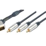 AK-AV 539 Ev Sinema Sistemleri İçin Yüksek Kaliteli Scart Kablosu, Scart 21 pin Erkek <=> 3 x RCA Erkek (1 x görüntü (video için) , 2 x ses (audio için), Ferrite Filtreli, 1.50 Metre