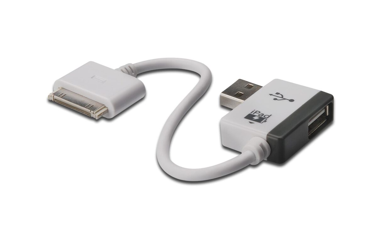 DA-70219 Digitus Mobil Taşınabilir Cihazlar için Evrensel Şarj Kablosu, USB A Dişi <-> Apple 30pin Erkek, 1 port USB 2.0 Hub özelliği - Görsel 1