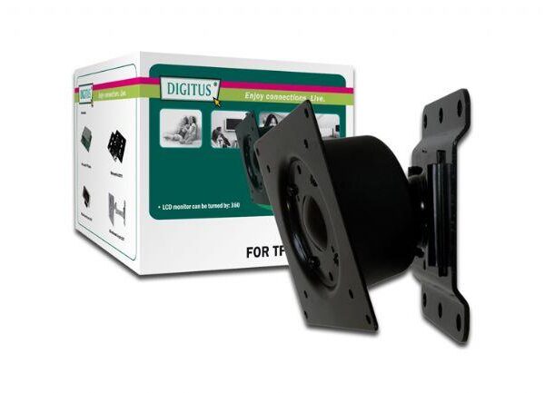 DA-90307 Digitus TFT Monitör Kolu, duvara monte edilebilir, siyah renk, 35 derece sağa sola, 360 derece kendi ekseninde döner, kol uzunluğu 80mm, maksimum yük kapasitesi 15kg