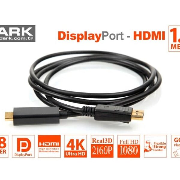 Dark DK-CB-DPXHDMIL180 Display Port 1.8 metre Altın Uçlu HDMI Kablo
