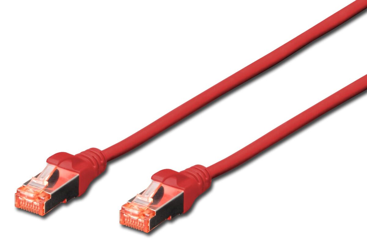 DK-1644-0025/R Digitus Cat.6 Patch Kablo, S-FTP, Halogenfree, AWG 27/7, 0.25 metre, Kırmızı Renk - Görsel 1