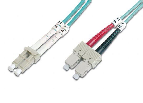 DK-2532-03/3 Digitus LC-SC Fiber Optik Patch Kablo, 3 metre, Multimode, Duplex, 50/125, OM3