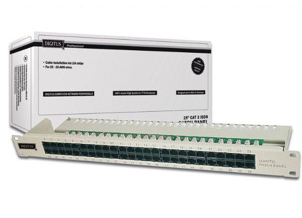 DN-91350-1 Digitus 19 Inch 50 port CAT-3 ISDN Patch Panel, Zırhsız