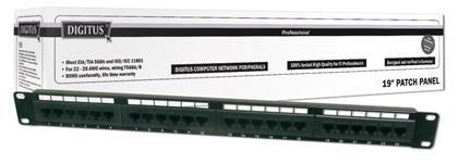 DN-91624U Digitus 19" 24 Port Cat-6 UTP Patch Panel, 8P8C, 50 µ (Mikron), Altın Kontak, LSA, 1U, Zırhsız