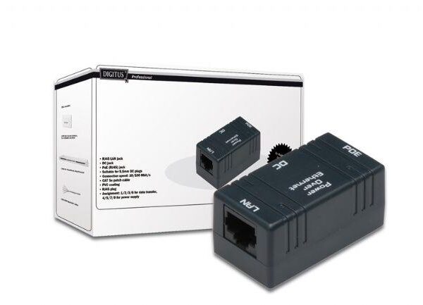 DN-95002 Digitus PoE Pasif Power Injector Kutusu, Güç Adaptörü ayrıca temin edilmelidir<br>(Digitus PoE Passive Power Injector)