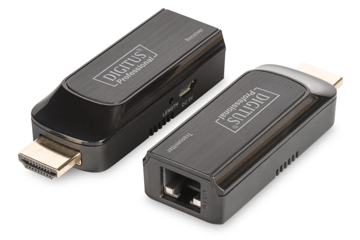 DS-55203 Digitus Mini Hdmi Sinyal Uzatma Cihazı, Alıcı (Receiver) ve Verici (Transmitter) Birim dahil, 50 metre, güç beslemesi için USB kablo kullanır - Görsel 1