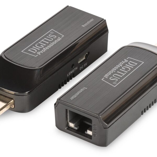DS-55203 Digitus Mini Hdmi Sinyal Uzatma Cihazı, Alıcı (Receiver) ve Verici (Transmitter) Birim dahil, 50 metre, güç beslemesi için USB kablo kullanır