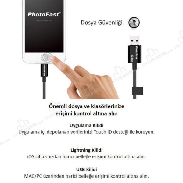 PhotoFast MemoriesCable GEN3 64GB Lightning / USB 3.0 Şarj Kablolu i-FlashDrive (Siyah) MCG3U3BK64GB