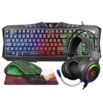 RAMPAGE KM-404 ARGENTI Q Türkçe Siyah Rainbow Aydınlatmalı Klavye+Mouse+Pad+Kulaklı